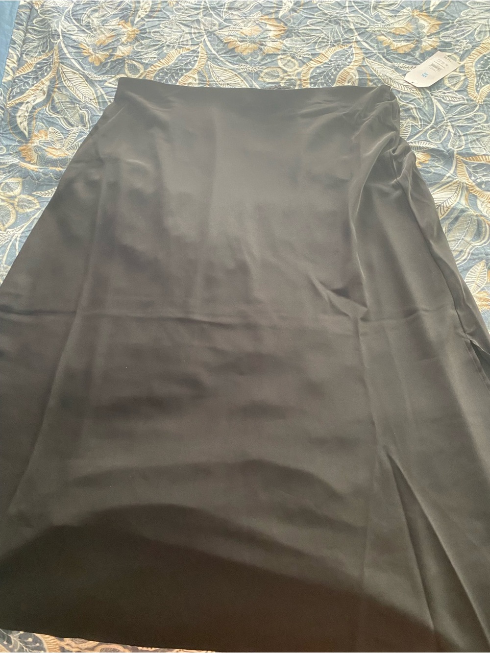 NWT-Time and Tru Black Midi A-Line Skirt with Subtle Slit